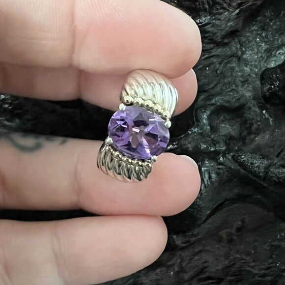 Vintage Clyde Duneier 1.87 ct Oval Amethyst Ring Size 6.5 CID 14K 925 - Picture 3 of 15